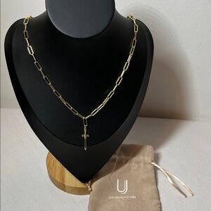Uncommon James Gold Linked Up Chain Necklace. Sword Pendant.